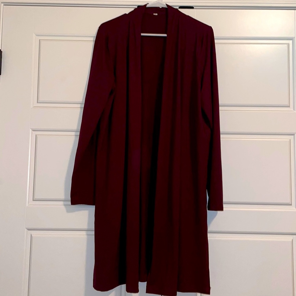 WINE MAROON STRETCHY BUTTER FABRIC RAE MODE CARDIGAN